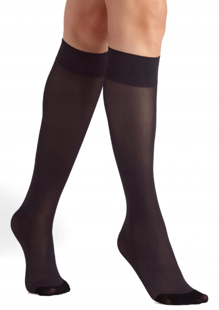 GATTA – Kniekousen Dames – One Size – (1 paar) – 40 Den – Drukvrije Kniesokken – Zwart