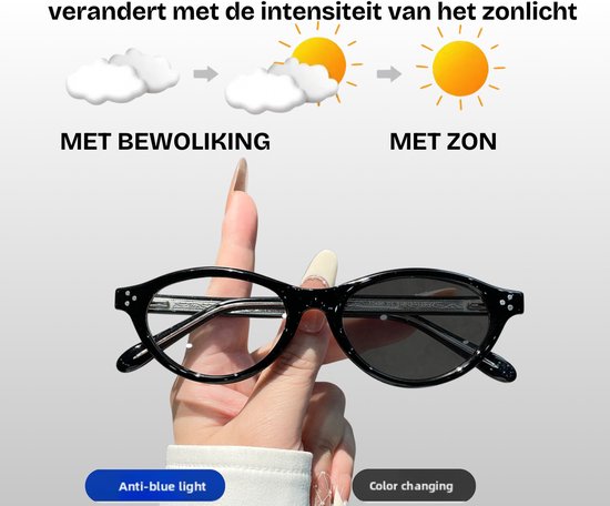 Flavers® - meekleurende zonnebril - zonnebril dames - Zwart - meekleurende glazen - festival bril van Merkloos — afbeelding 3