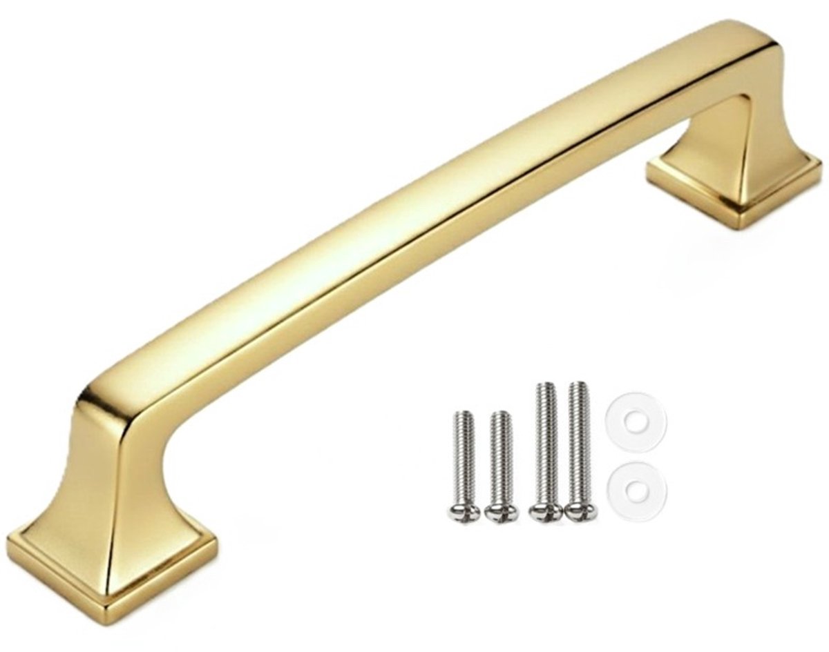 MSQDESIGN Handgreep Goud - Handgreep Goud 128 mm - Handgrepen kast - Meubelgrepen - Keukengreep Goud - Kastgrepen - Handgrepen keukenkastjes - Meubelgreep - Handgrepen voor deurtjes - handgreep keuken - ladegreep - inclusief schroeven