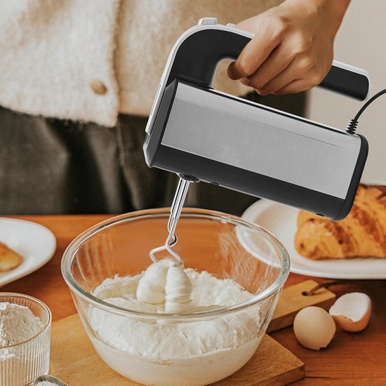 Elektrische Handmixer - Keukenmixer - Bakken en Mixen - 5 Snelheden 800W - 28.5 x 19 cm - Grijs Zwart — afbeelding 3