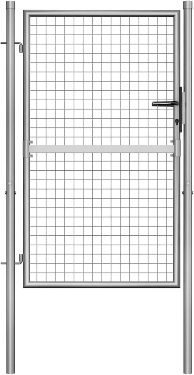 Metalen Tuinpoort - Tuindeur Hek - Tuin Afzetten - Verzinkt Staal - 105 x 175 cm - Zilver