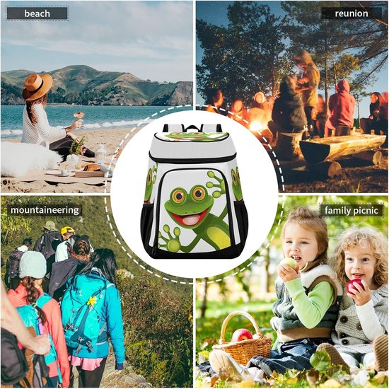Geïsoleerde Rugzak - Koeltas - Picknick Wandelen Camping - Grote Capaciteit 28L - 33x20x43 cm - Groene Kikker — afbeelding 5