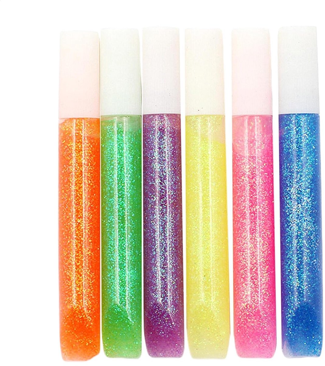 Glitter lijmstiften - Kleurrijke stiften - Creatief knutselen - Wasbaar en veilig - 6 stuks - Regenboog