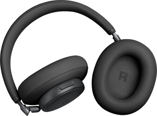 Zwarte JBL over-ear koptelefoon met de R-markering op de rechteroorschelp.