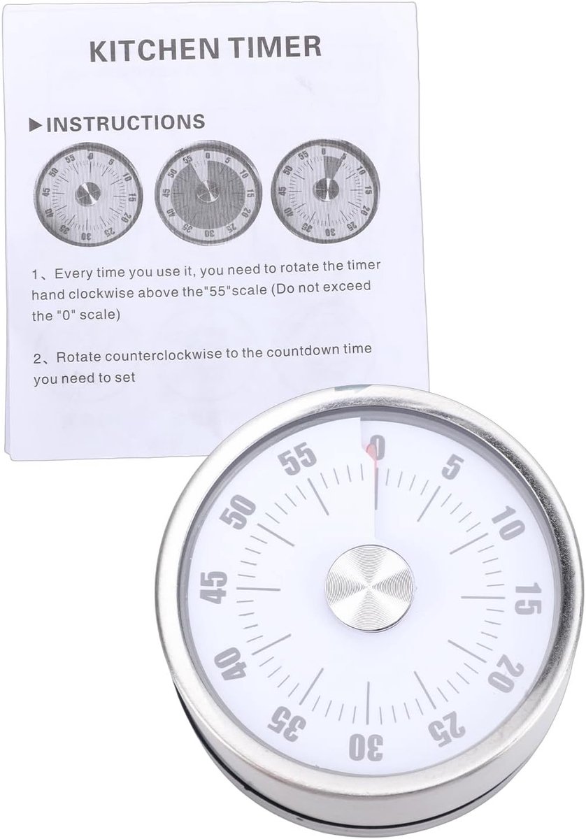 Visuele Kookwekker - 60 Minuten Timer - Keuken Gebruik - Magnetisch Ontwerp - 7 x 6 x 4 cm