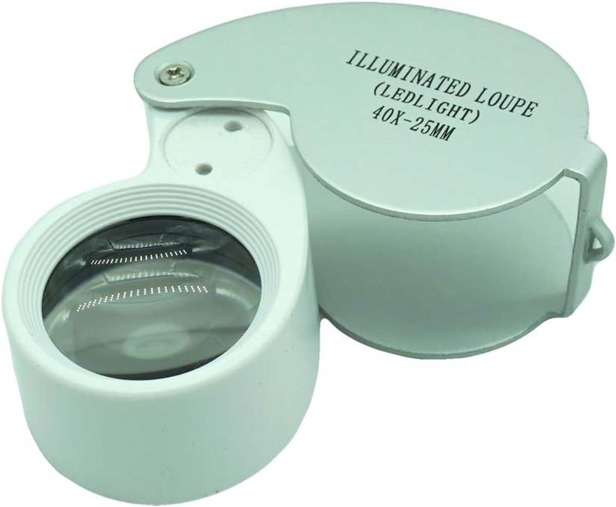 Sieraden Vergrootglas - Juwelier Loupe - Kleine Details Zien - 40X Vergroting LED - 25mm Lens - Zilver