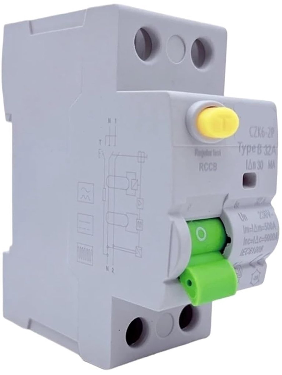 Differentiatieschakelaar - Laadpaal beveiliging - Elektrisch rijden - Type B 6KA - 2P 32A 30mA