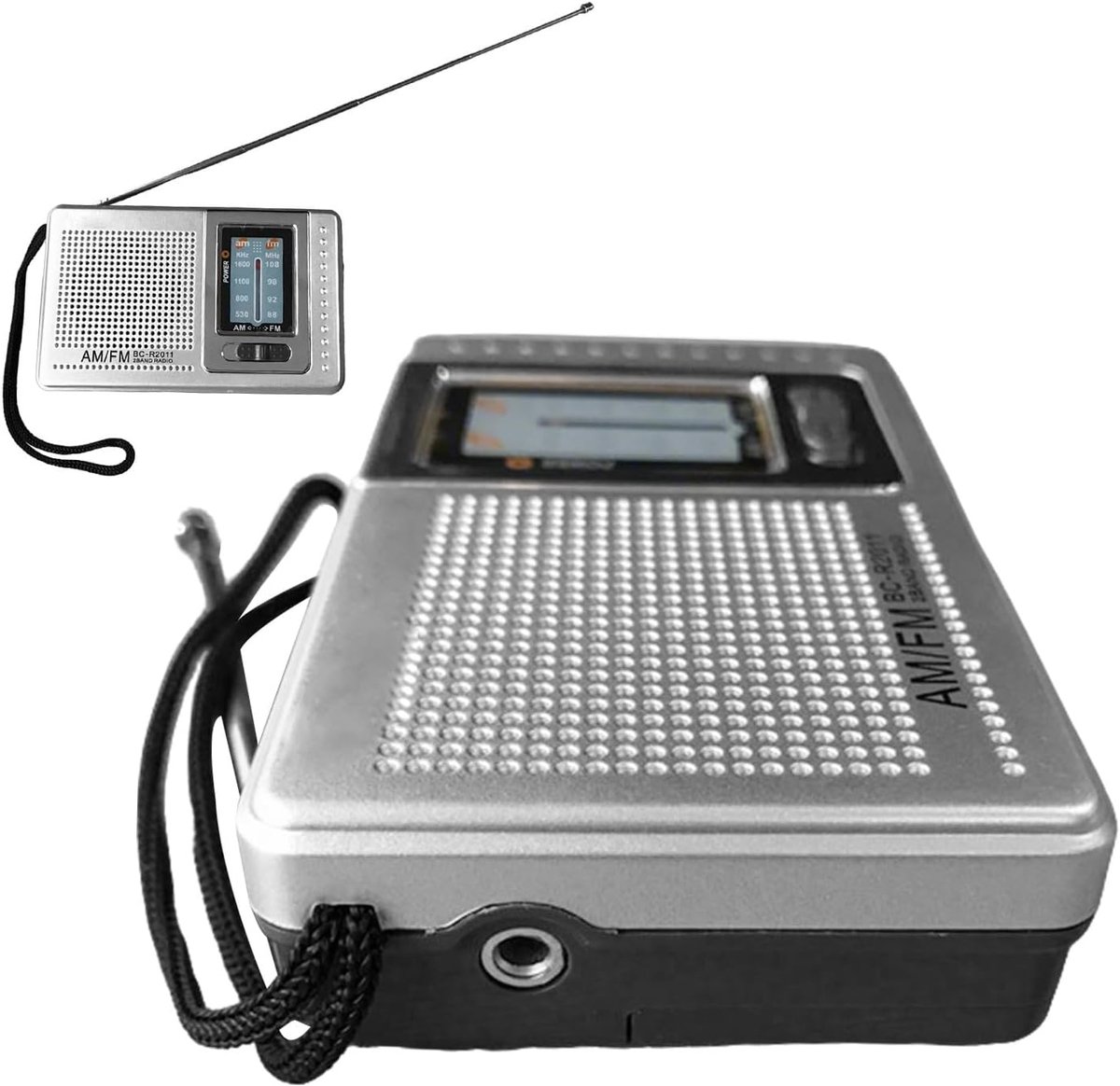 Draagbare Radio - Zakradio AM FM - Outdoor Luisteren - Koptelefoon Aansluiting - Compact Formaat - Zilverkleurig