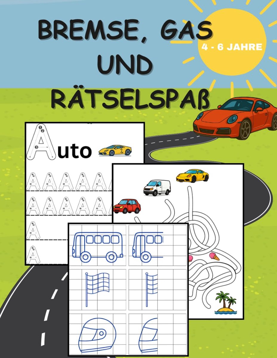 Kinder Activiteitenboek - Puzzel en Leer - Auto Reizen - Veelzijdige Oefeningen - 21x28 cm