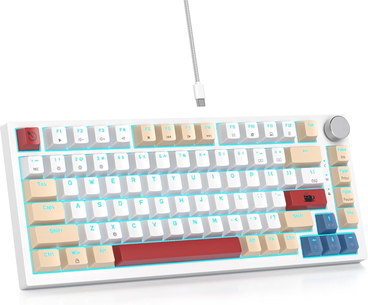 Mechanisch Toetsenbord - 75% Compact - Gaming Typen - Pakking Geluidsdemping - Amerikaans QWERTY - Soy Milk