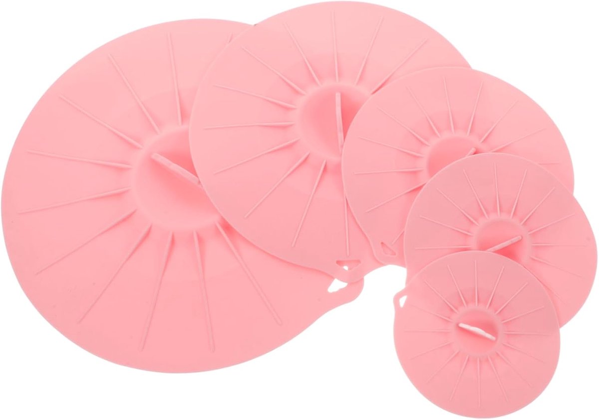 Siliconen Deksel Set - Flexibele Covers - Voedsel Behoud - Aanpasbare Pasvorm - 25x25cm - Roze