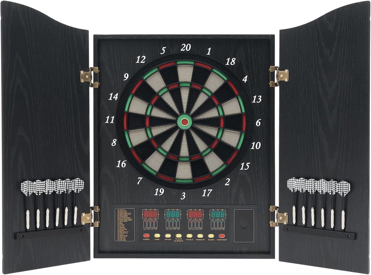 Elektronische Dartkast - Dartbord Set - Recreatief Spelen - 27 Spellen 243 Varianten - 102 x 62 cm - Zwart