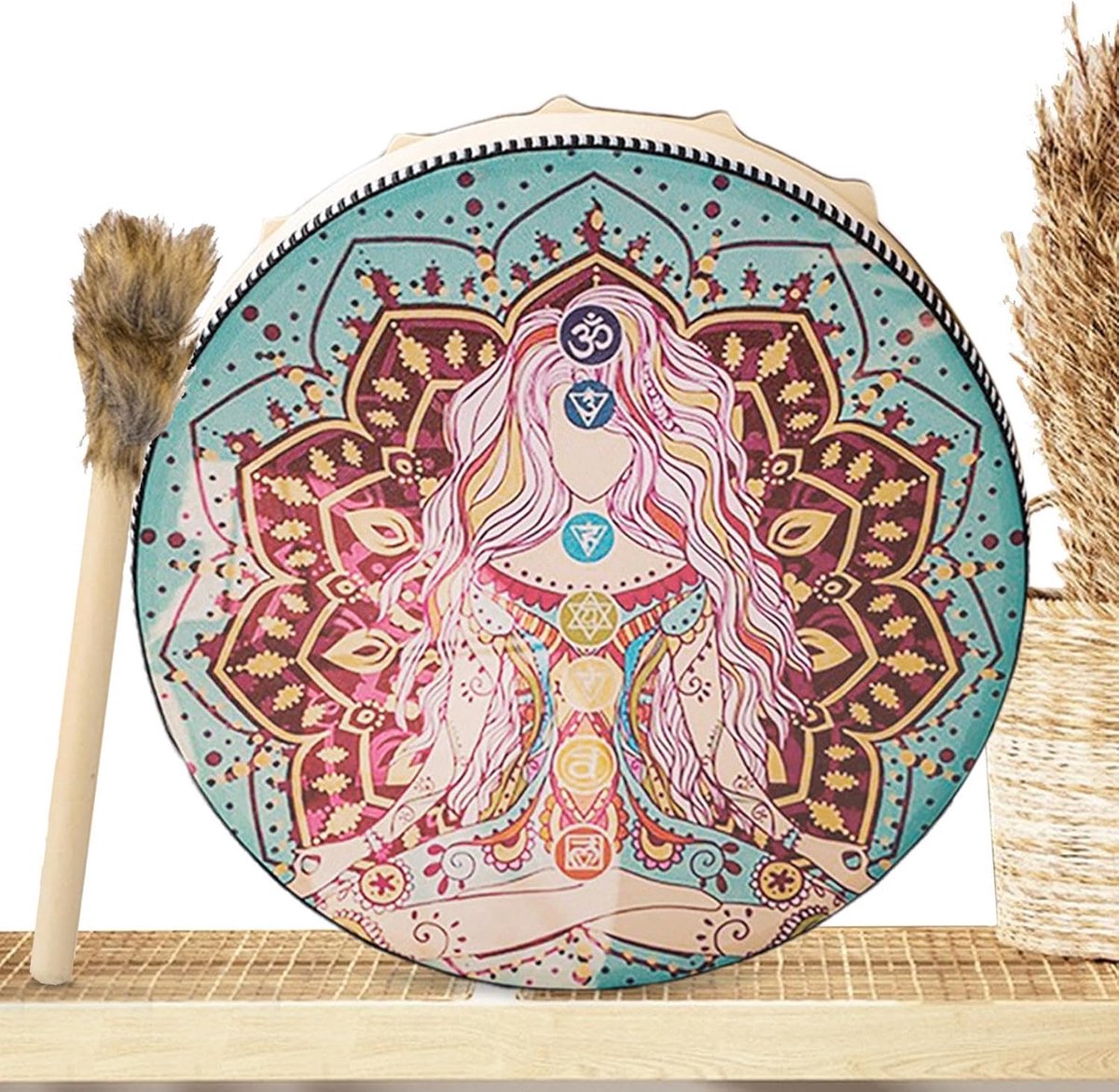 Sjaman Trommel - Indianen Trommel - Spirituele Ceremonie - Handgemaakt Uniek - 25x25cm