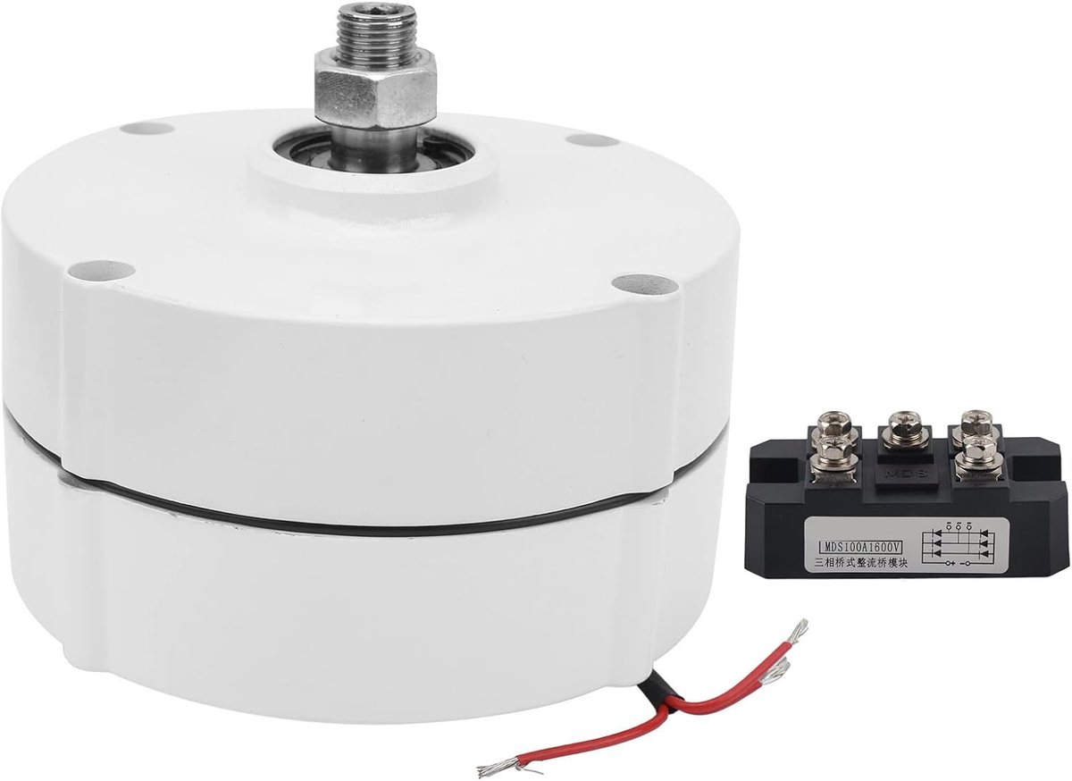 Magneetgenerator 3-fase - Wisselstroom dynamo - Stroom opwekken - Hoog rendement zeldzame aarde - Met gelijkrichter 48V