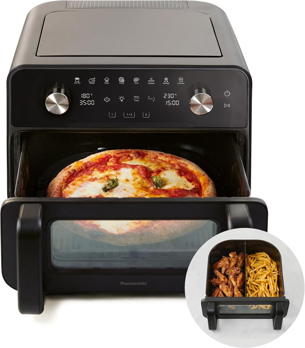 Luchtfriteuse XL - Crispy Friteuse - Gezond Koken - Dubbele Zone Flex - 96 Liter - Zwart