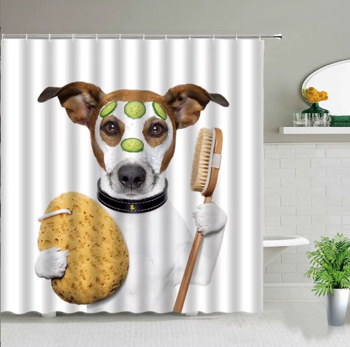 Douchegordijn Hond Spa 180x180 cm