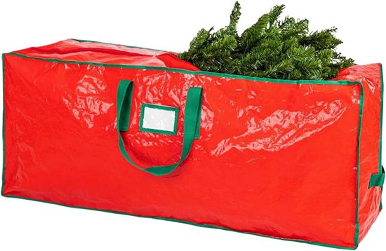 Kerstboom Opbergzak - Feestdecoratie Tas - Seizoensopslag - Versterkte Handvatten - 122x38x51cm - Rood