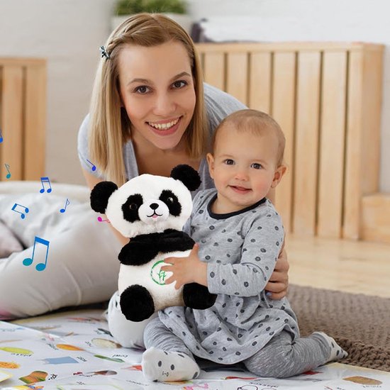 Slapende Panda Knuffel - Zacht Speelgoed - Baby Slaap - Met Muziek Licht - 30cm Groot - Panda — afbeelding 4
