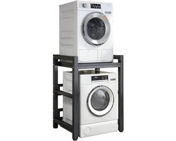 Wasmachine Droger Rek - Stapelbaar Platform - Ruimte Besparen - Draagvermogen 400kg - 75x65x105 cm - Zwart