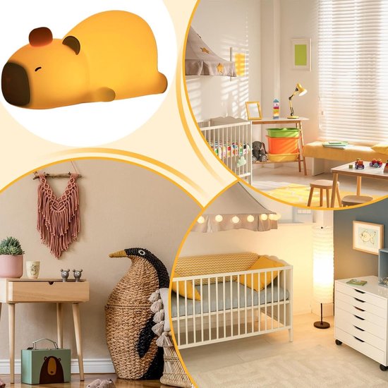 Nachtlamp Capybara - Dierenlamp Kinderlamp - Slaapkamer Decoratie - Zacht Siliconen Materiaal - 12 x 10 cm — afbeelding 3