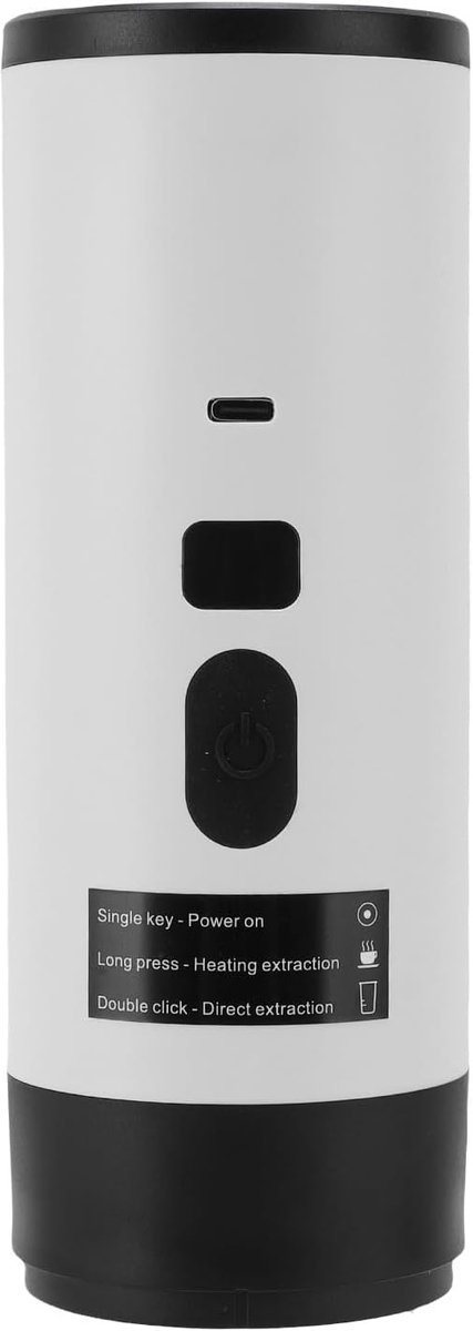 Draagbare Koffiezetter - Compacte Machine - Reizen Buiten - USB Oplaadbaar - 27 x 8 x 8 cm - Zwart