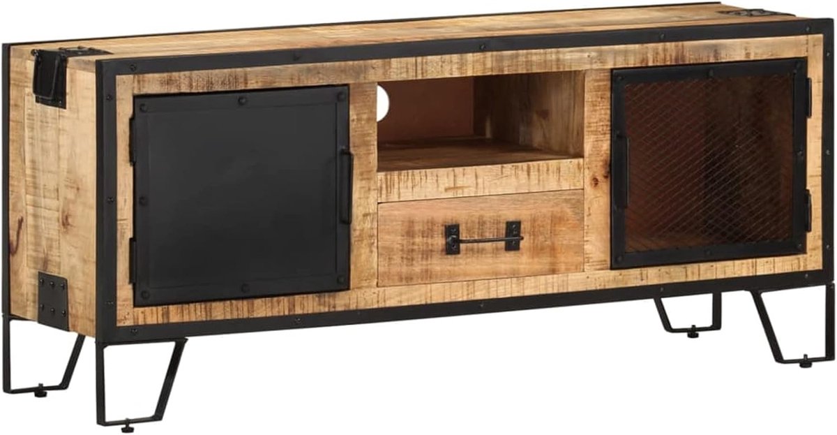 Tv-kast - Entertainment meubel - Woonkamer opbergen - Ruw mangohout - 110x31x46 cm - Natuurlijk hout