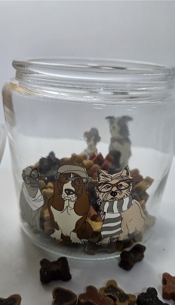 Honden beloningspot - Honden - Glas - Beloning - Snoep - Brok - Hondenkoekjes - Voorraadpot