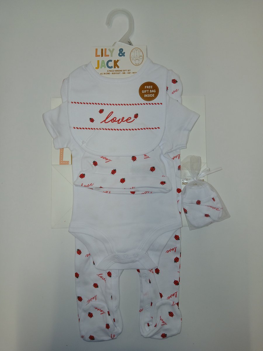 Lily & Jack - cadeauset baby - 5-delig - meisjes - newborn - lieveheersbeestjes - love - maat 56
