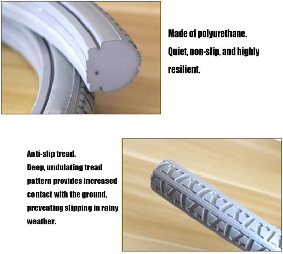 Rolstoelband Massief - Polyurethaan Band - Rolstoel Vervanging - Lekbestendig Snel - 24x1 3/8 inch - Grijs — afbeelding 4