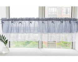 Geruite Keukengordijnen - Korte Vitrage - Privacy en Decoratie - Gingham Patroon - 150x45 cm - Blauw