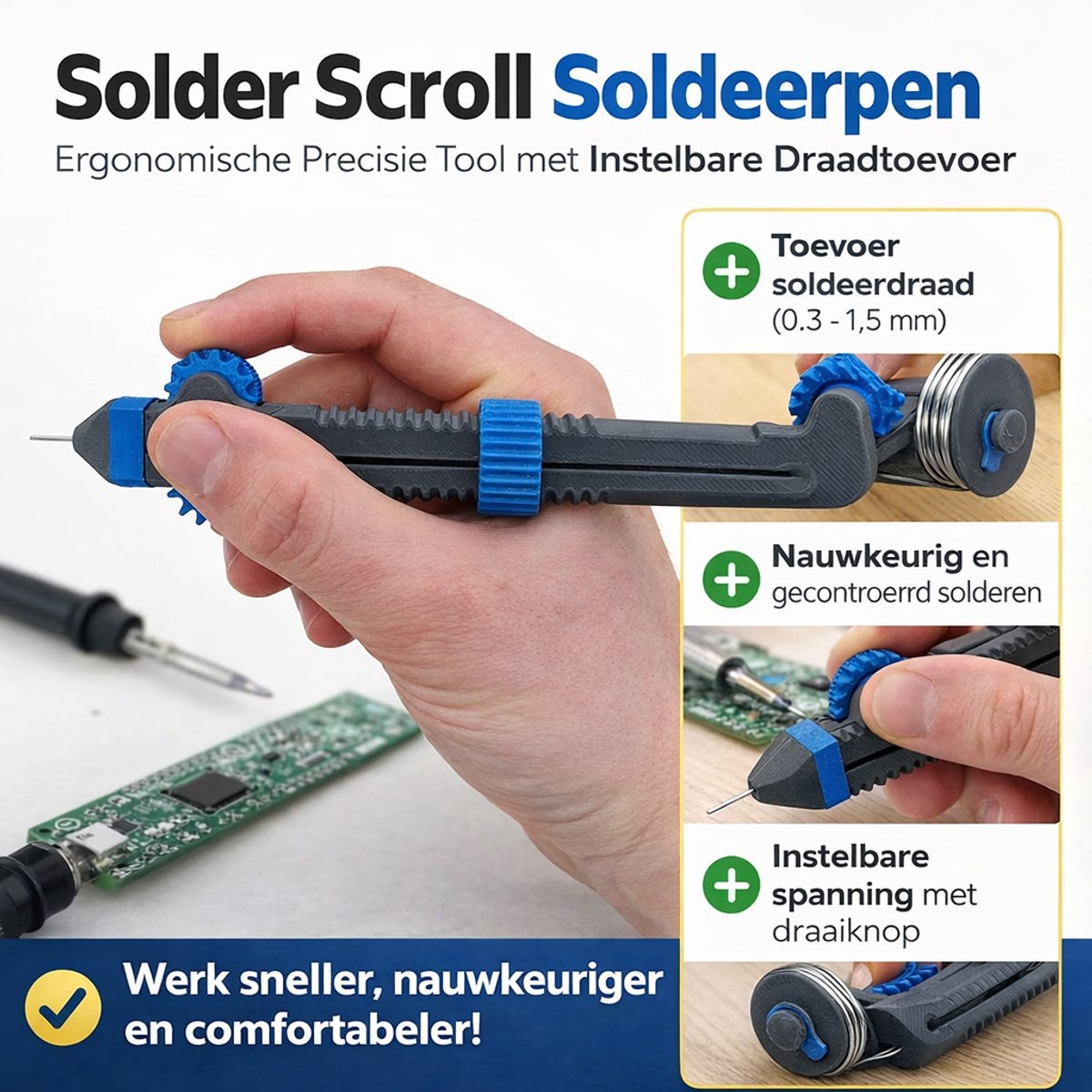 Solder Scroll Soldeerhulp – Ergonomische Soldeer Tool met Instelbare Draadtoevoer | Precisie Soldeerpen voor Elektronica, PCB Reparatie & DIY | Soldeerbout Accessoire voor Nauwkeurig Solderen – foto 2