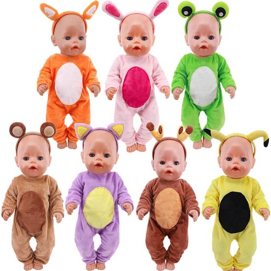Poppenkleding Set - Accessoires voor poppen - Poppen aankleden - Pluche dier hoofdband - 18 inch poppen - Set E — afbeelding 2