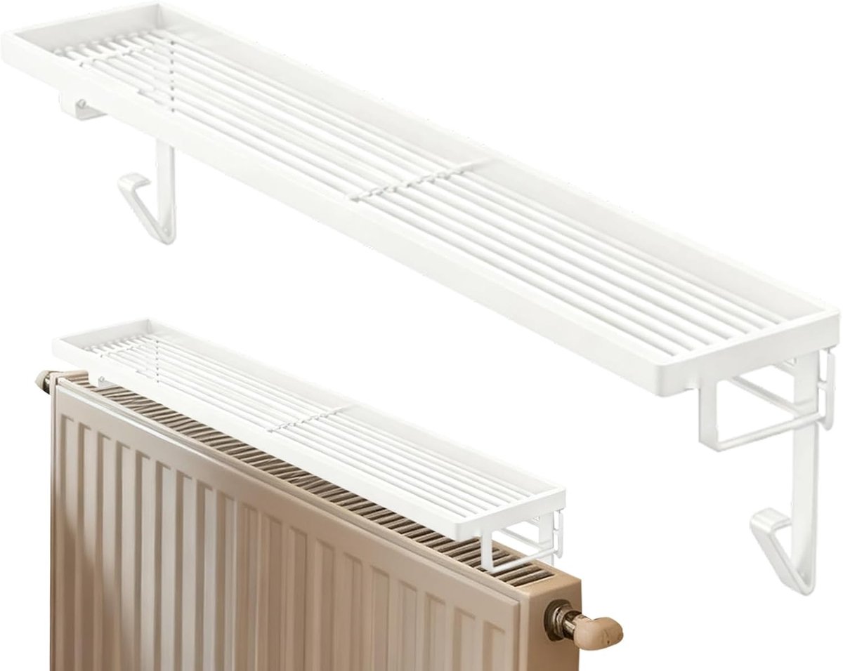 Radiatorplank - Opbergrek - Ruimtebeheer - Hittebestendig metaal - 50x12x7cm - Wit
