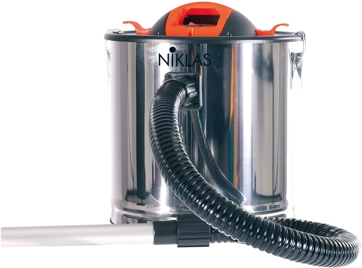Aszuiger - Vuilzuiger Nat Droog - Schoonmaken Houtkachel - Roestvrijstalen Behuizing - 18 Liter Capaciteit - Zilver