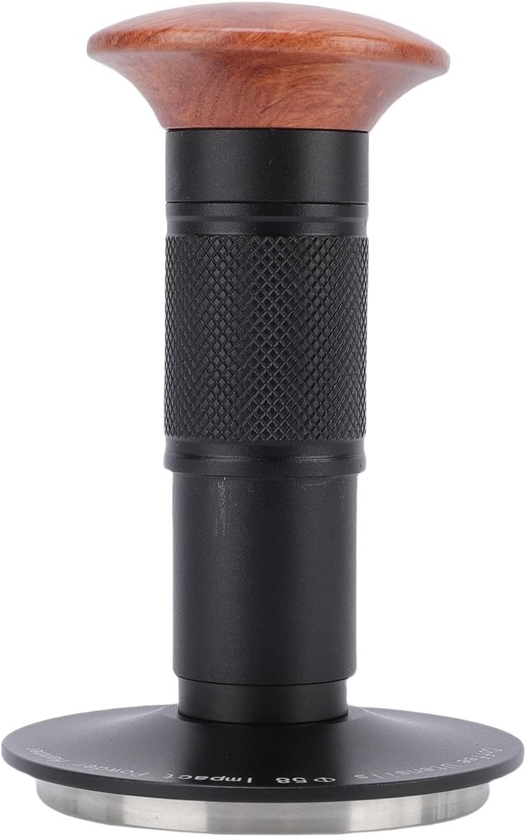 Koffiestamper met Schaal - Espresso Aanstamper - Perfecte Espresso - Automatische Rebound Veer - 58 Mm Diameter - Walnoot Handvat