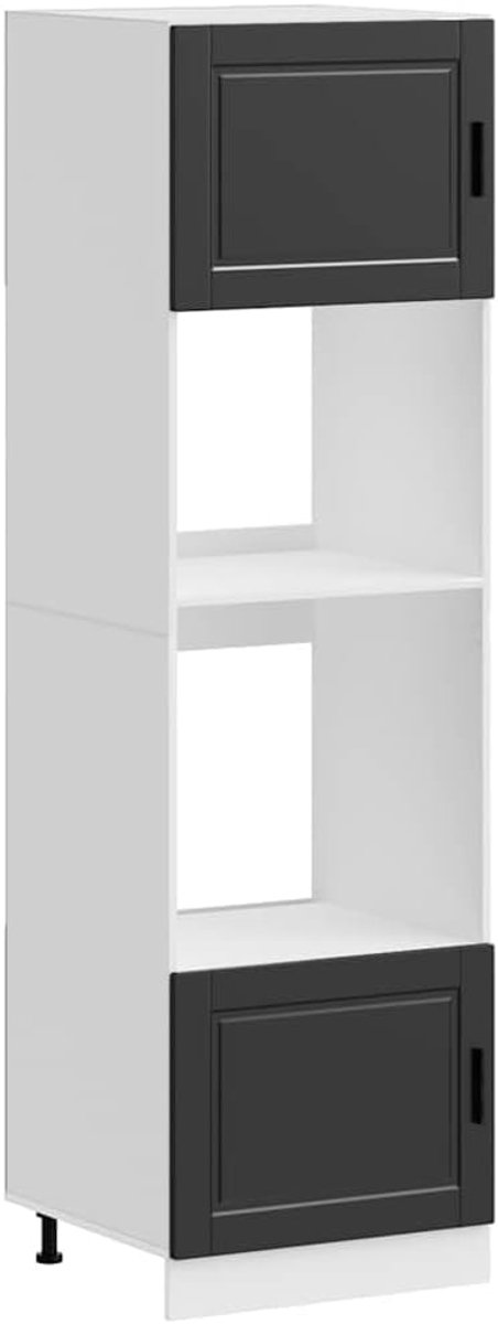 Ovenkasten Set - Keukenmeubelen - Oven Opbergen - Bewerkt Hout - 2 Stuks - Zwart