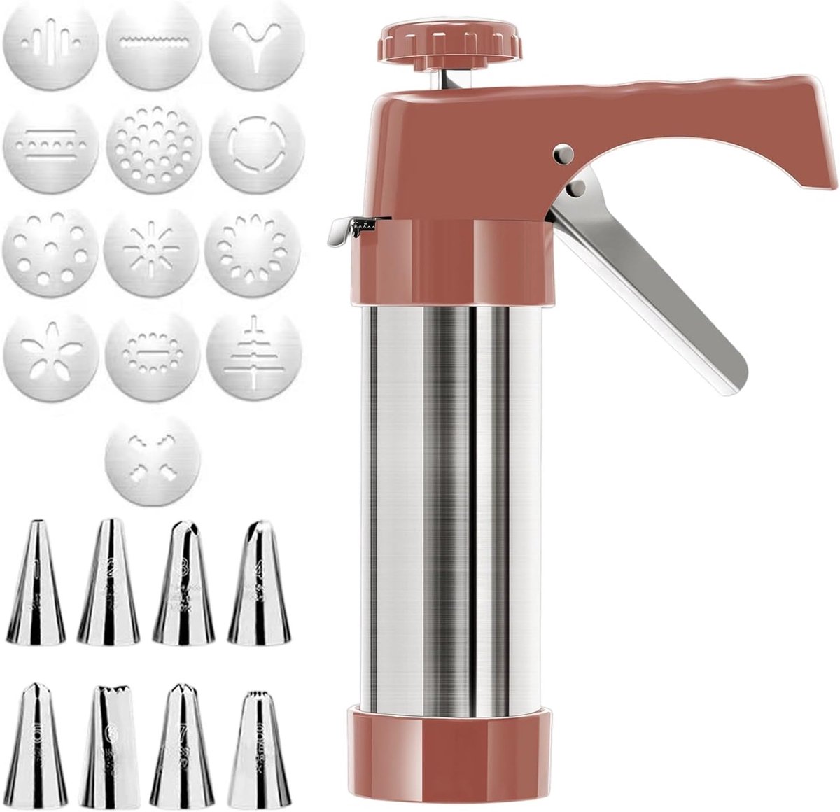 Koekjespers Set - Bak Gadget - Zelf Koekjes Maken - 13 Schijven 8 Tips - 22x15cm Pers