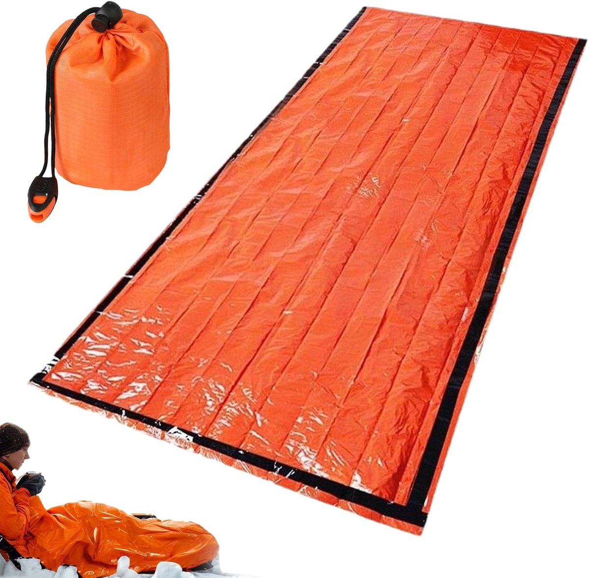 Nood slaapzak - Survival deken - Buiten overleven - Warmte reflecterend - 90 x 210 cm - Oranje
