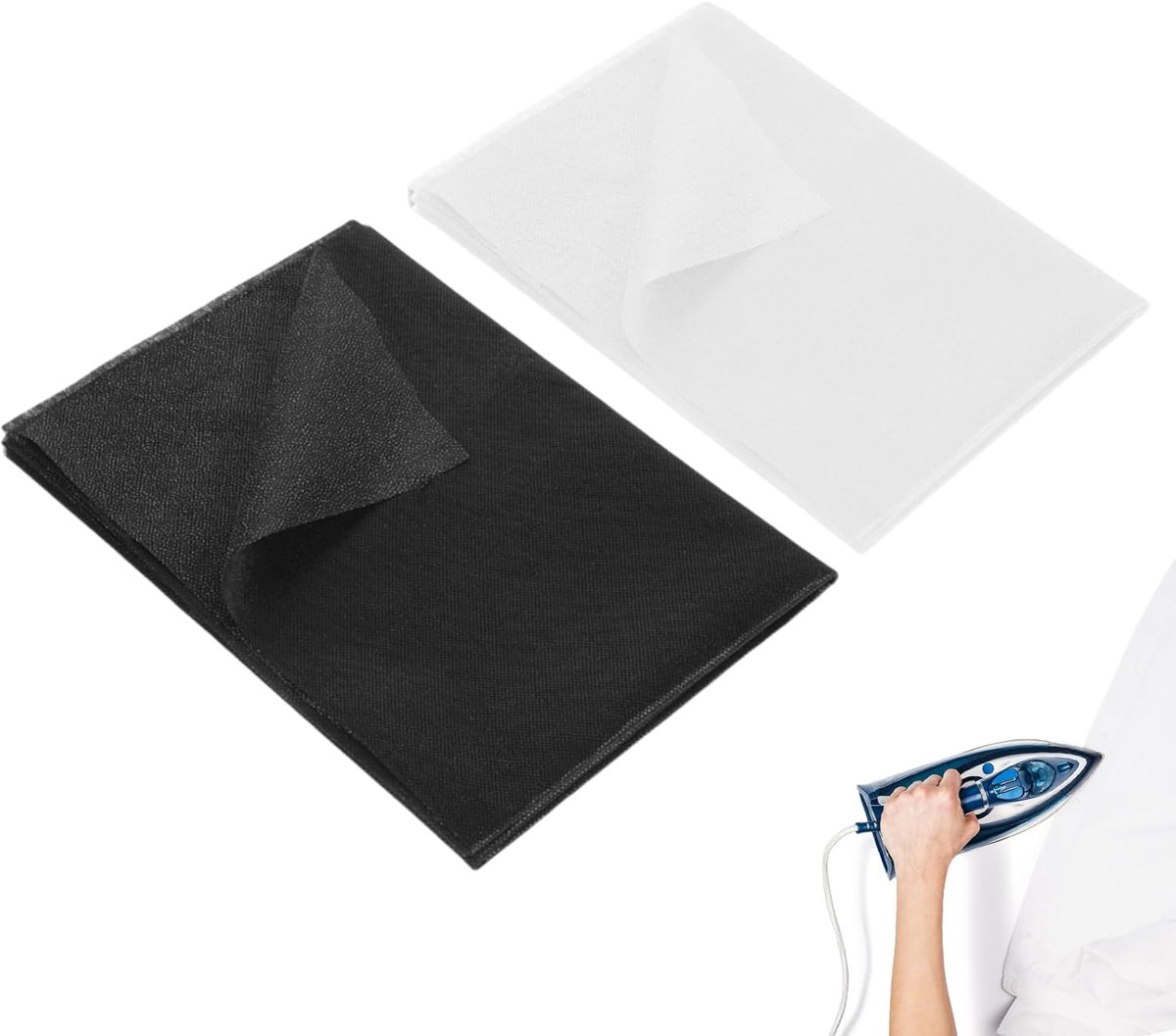 Strijkvlies Stukken - Vliesstof Inleg - Kleding Versterken - Verdikt 55 g/m² - 2x 100x100 cm - Zwart Wit