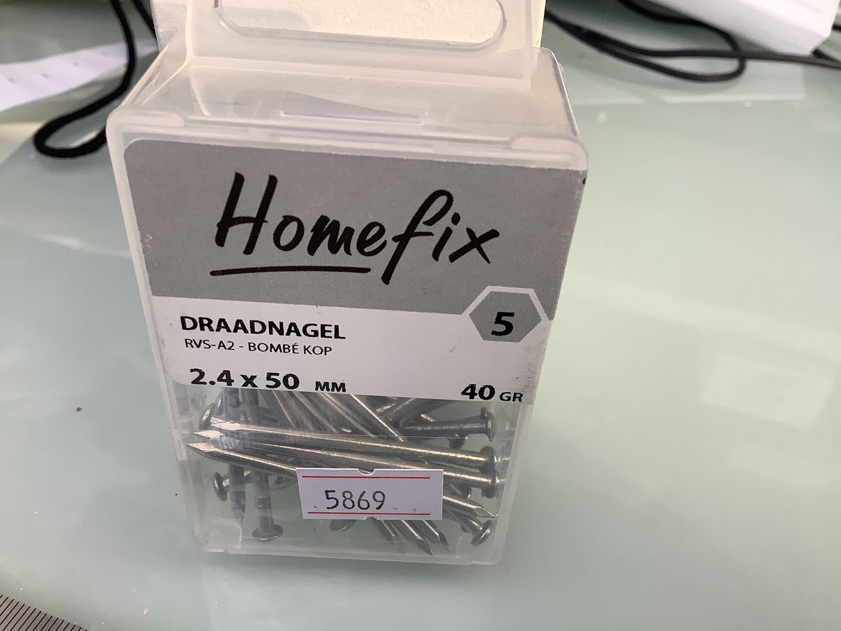 Homefix draadnagel rvs-a2 bombekop 2.4x50 (40