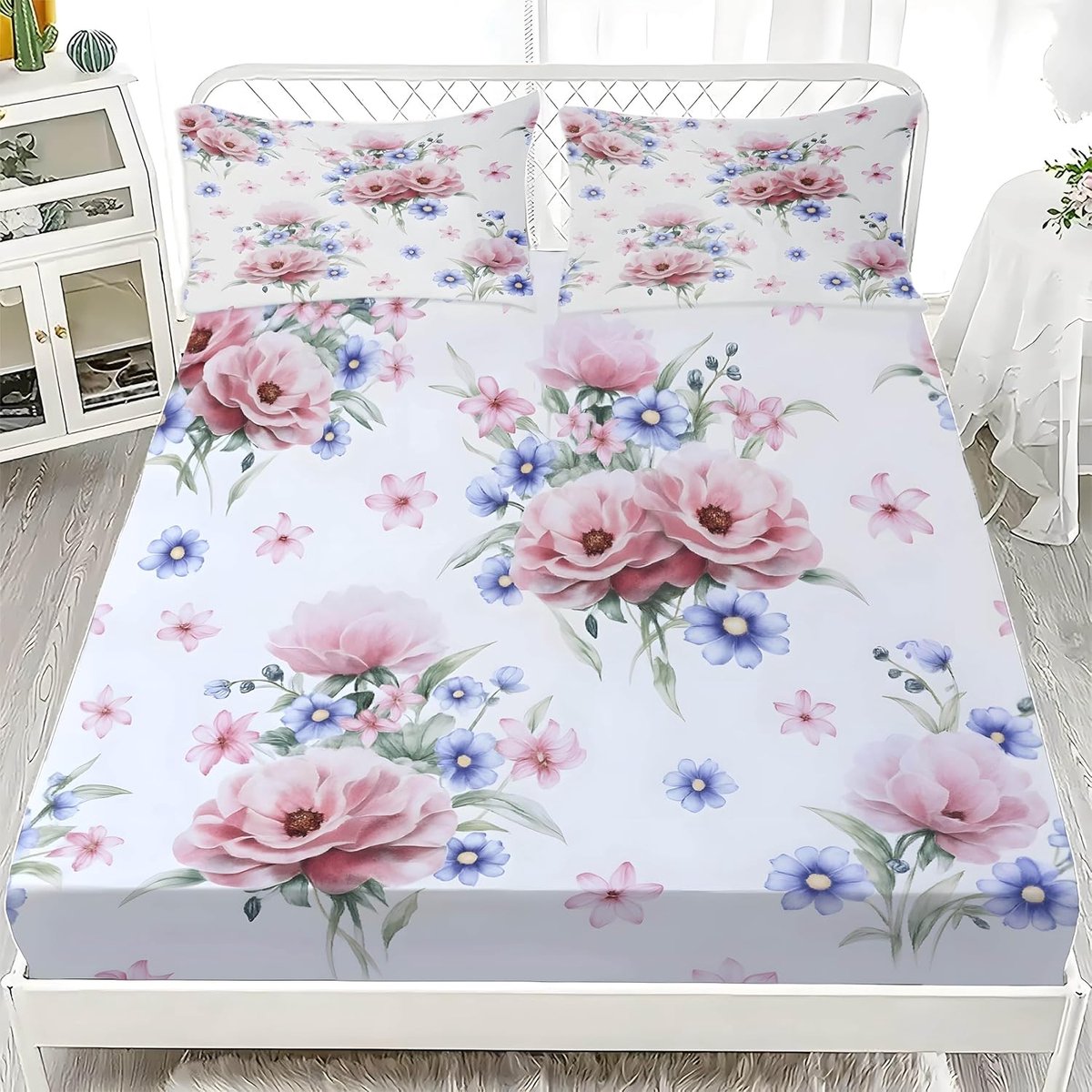 Hoeslaken met slopen - Beddengoed set - Slaapkamer decoratie - Zacht microvezel materiaal 