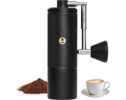 Handkoffiemolen - Espresso Molen - Verse Koffie - 50 Maalniveaus - 30 Gram - Zwart