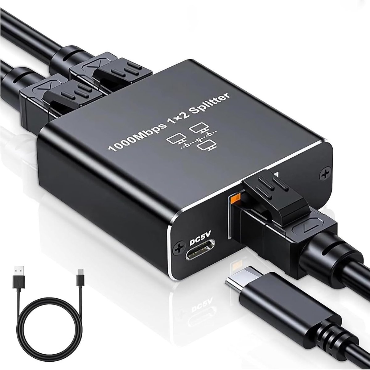 Netwerk Splitter - Ethernet Hub - Internet Verdelen - 1000Mbps Snelheid - 3 Poorten - Zwart