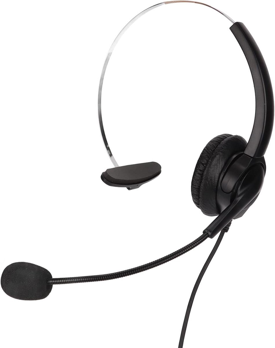 Telefoon Headset - Oortelefoon Microfoon - Callcenter Werk - Ruisonderdrukkend - 2 Meter Snoer