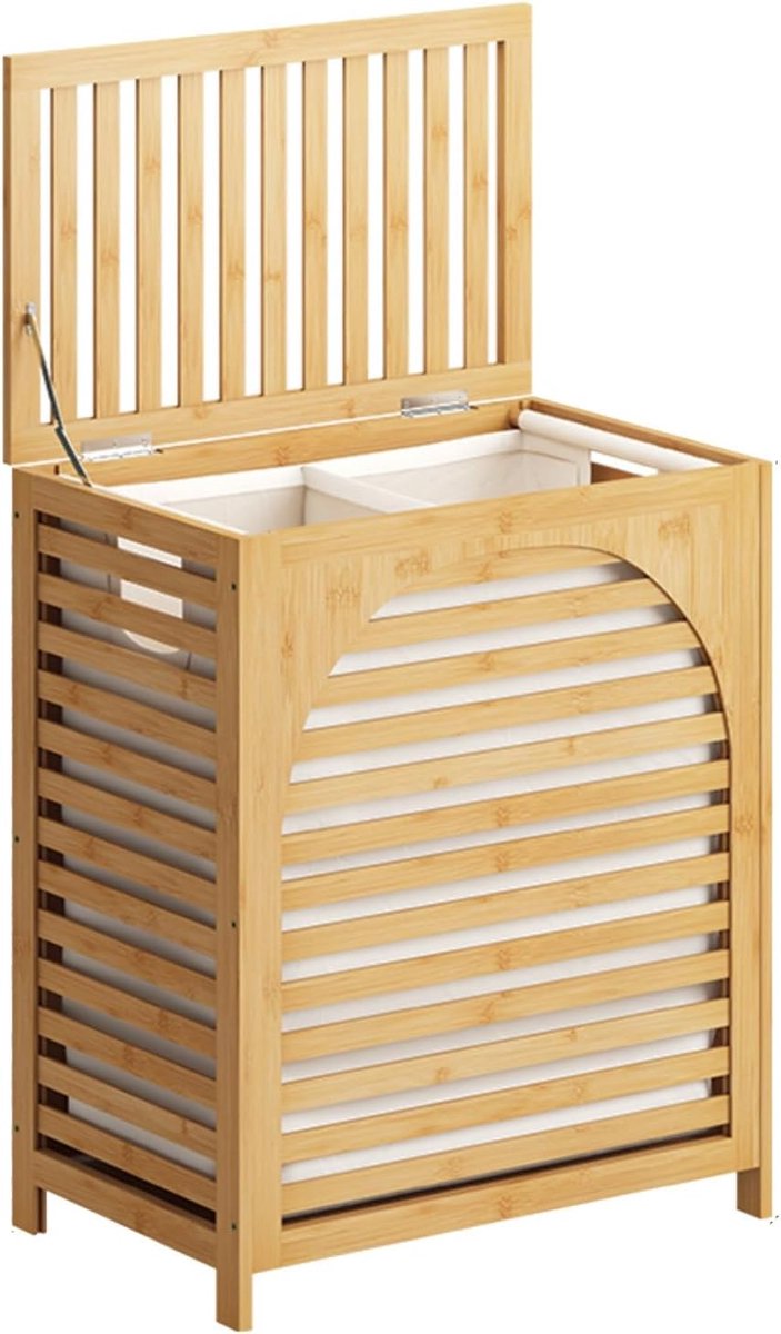 Wasmand Bamboe - Kledingopberger - Ruimte Besparen - Uitneembare Voering - 43x67cm - Beige