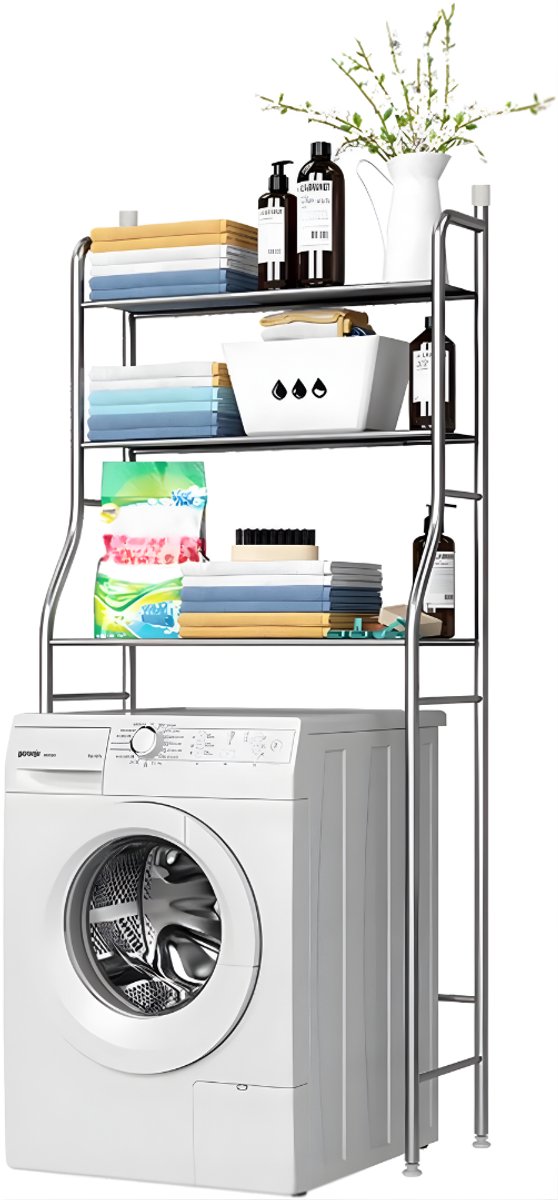 DnA® Wasmachine Ombouw - Wasmachine Kast - Wasmachine Meubel - Zilver - 25cm x 65cm x 160cm
