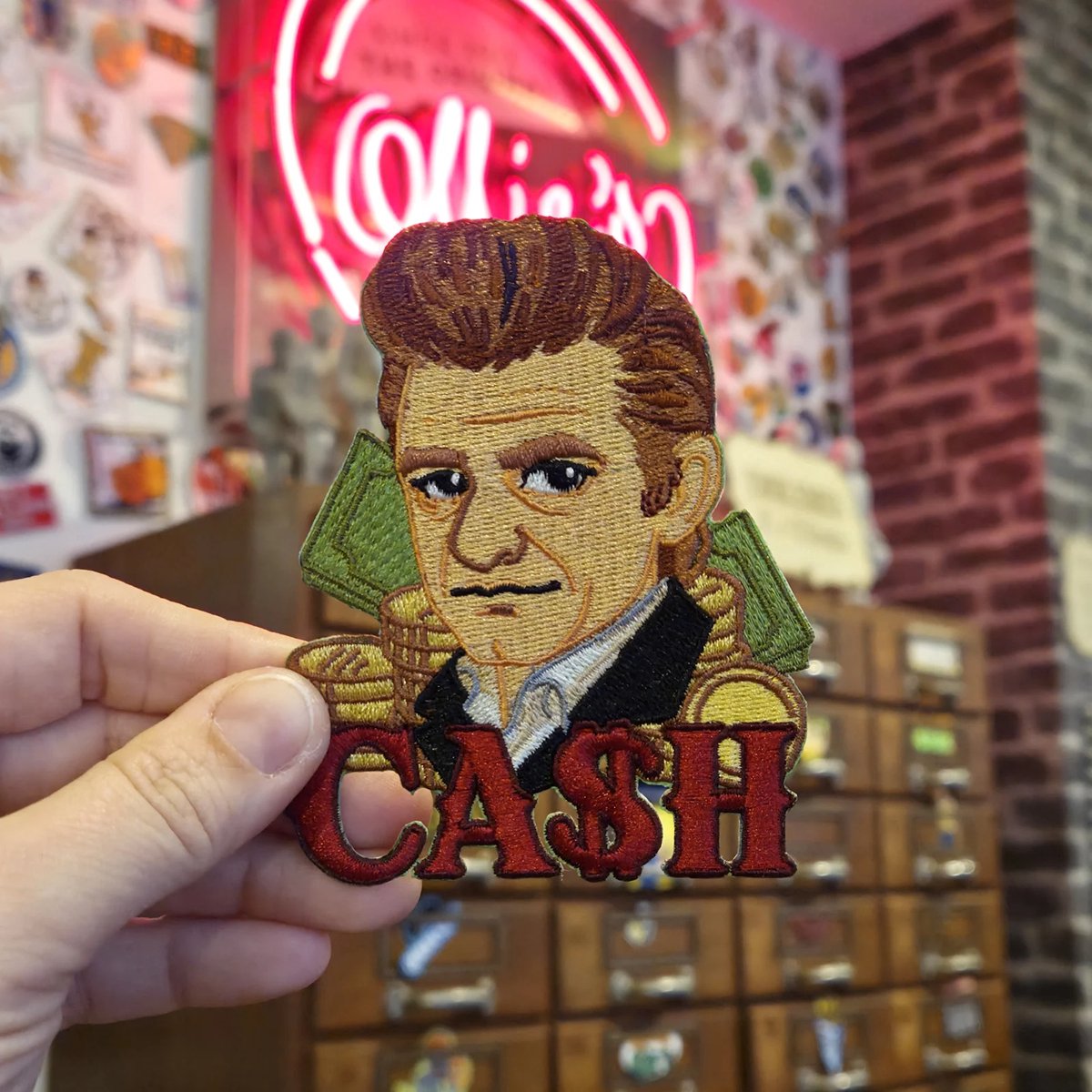 Johnny Cash embleem- Strijk embleem - Carnavalskleding - Carnaval accessoires