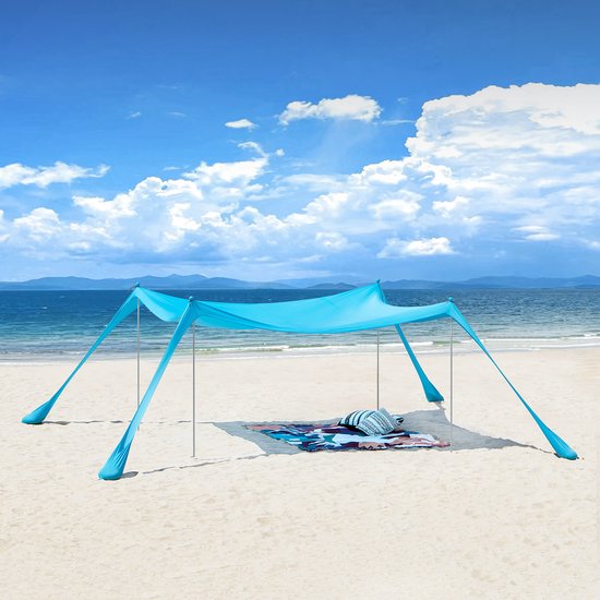 Bergson Schaduwdoek - Strandtent - Zonnetent - UV-Bescherming - Aluminium Stangen - Draagtas - 400x400x200 cm - Blauw van Merkloos — afbeelding 5