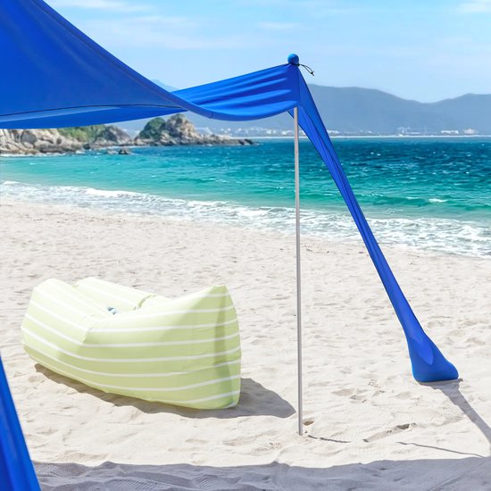 Bergson Schaduwdoek - Strandtent - Zonnetent - UV-Bescherming - Aluminium Stangen - Draagtas - 400x400x200 cm - Blauw van Merkloos — afbeelding 2