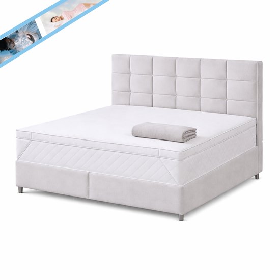 Maan matras ® Boxspring 180x200 | off-white | bed | boxspring met opbergruimte | Boxspring compleet